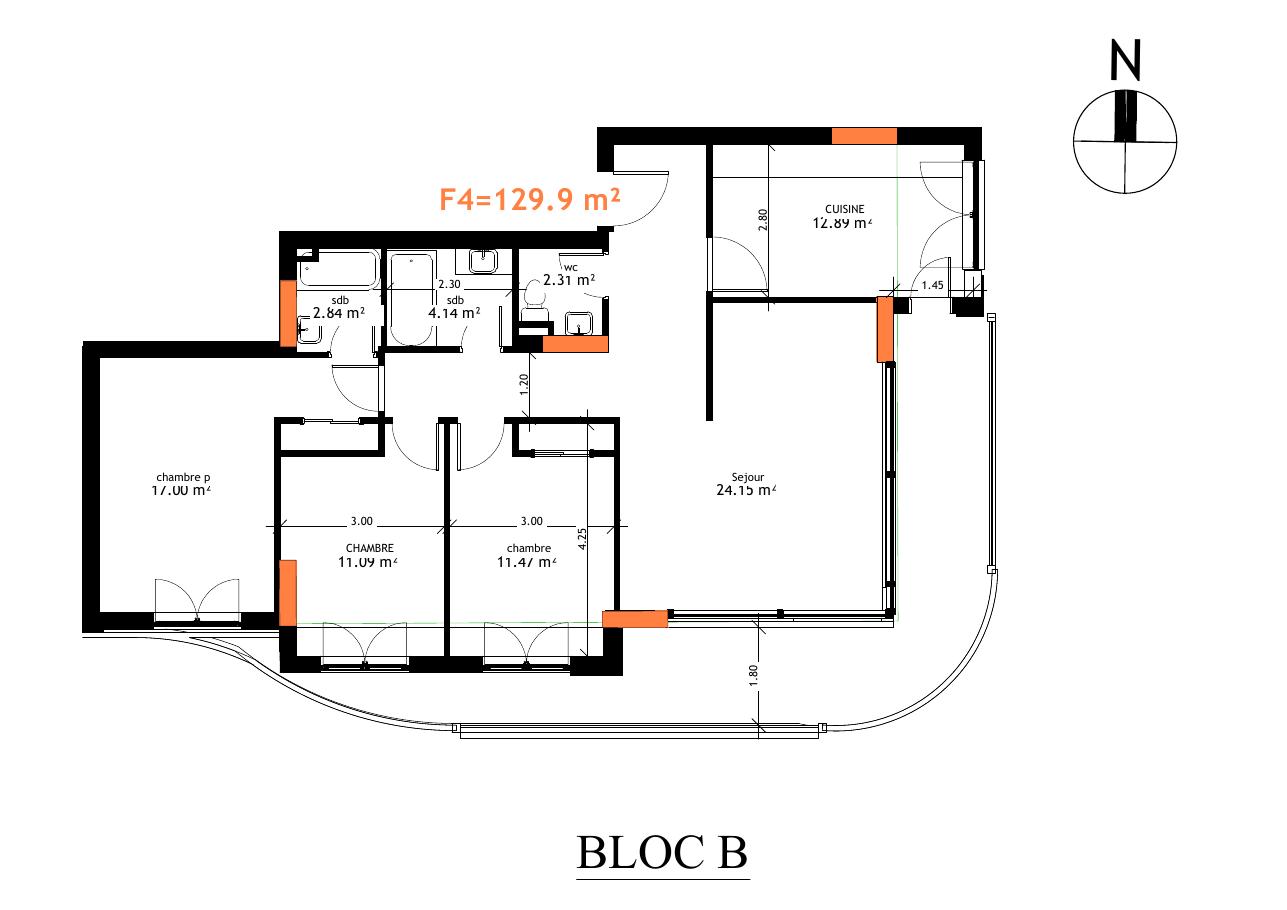 Appartement 4 · Bloc B