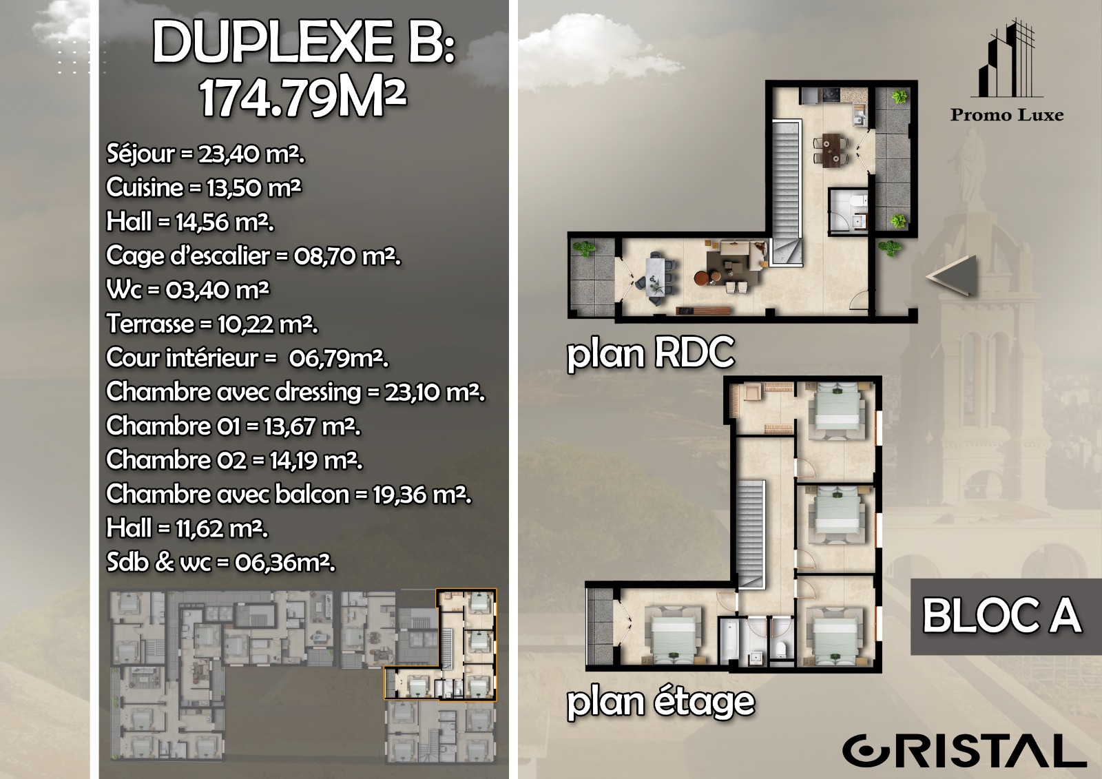 Duplex B — RDC & étage