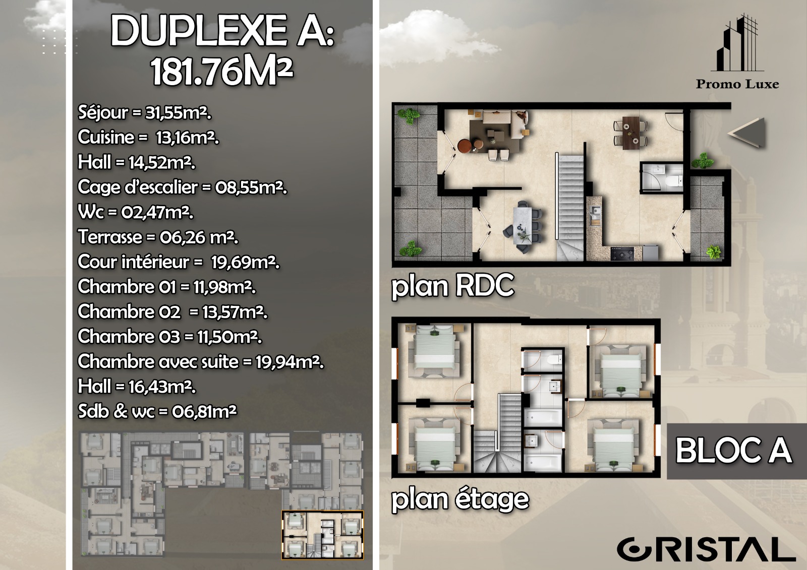 Duplex A — RDC & étage