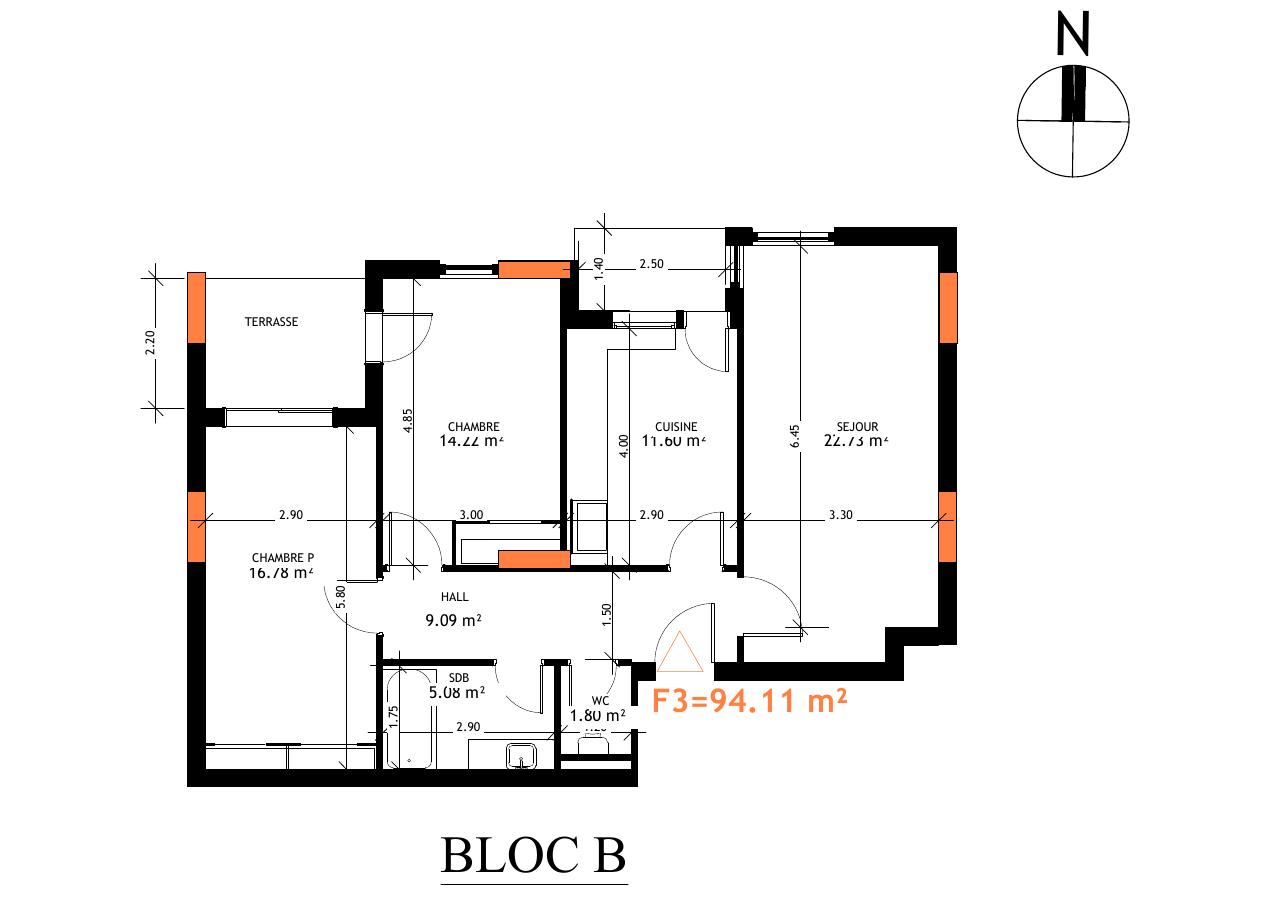 Appartement 1 · Bloc B
