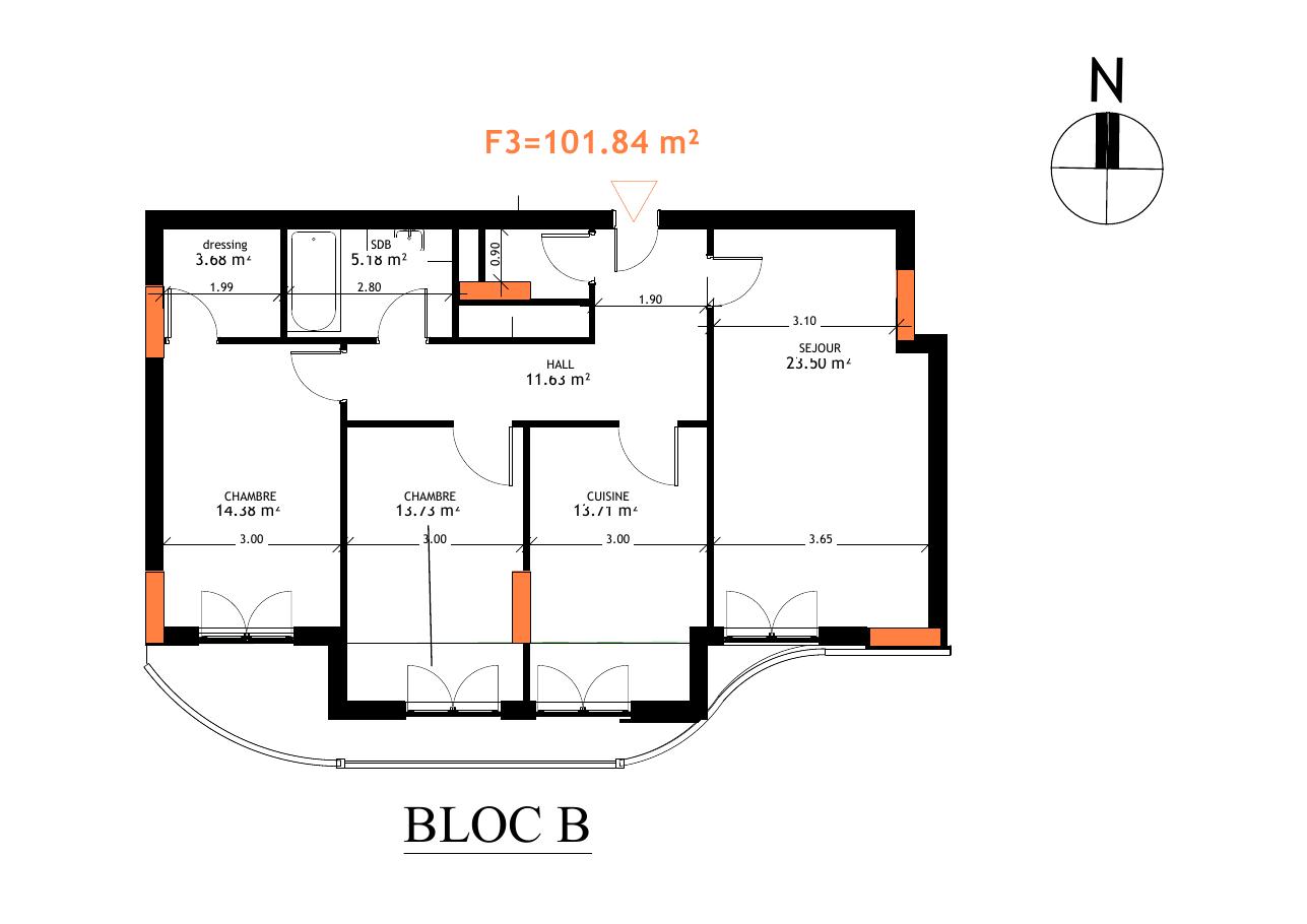 Appartement 3 · Bloc B